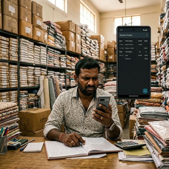 Comparison of Vyapar billing app and Muttha Finance digital khatavni for Indian wholesale traders